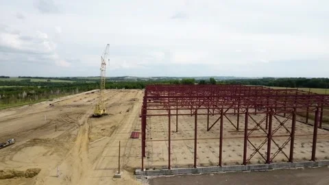 View of the construction site of a large factory Stock Footage 263746091