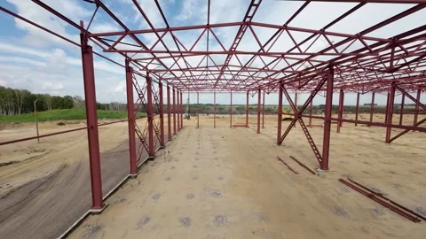 View of the construction site of a large factory Stock Footage 263746888
