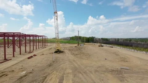 View of the construction site of a large factory Stock Footage 263788422