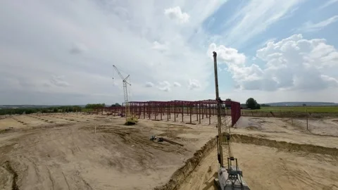 View of the construction site of a large factory Stock Footage 263788953