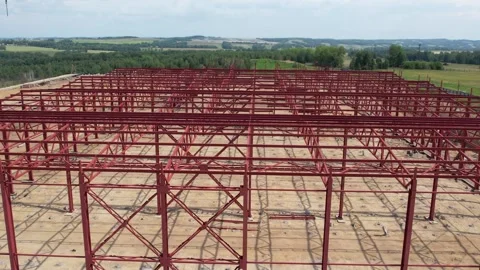 View of the construction site of a large factory Vídeos de archivo 263861275