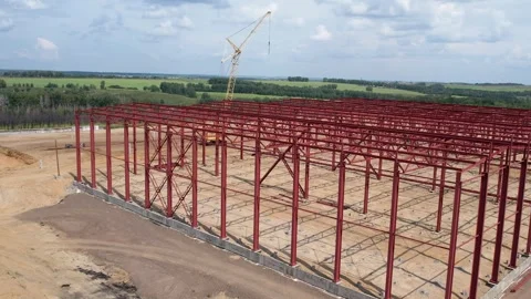 View of the construction site of a large factory Vídeos de archivo 263861380