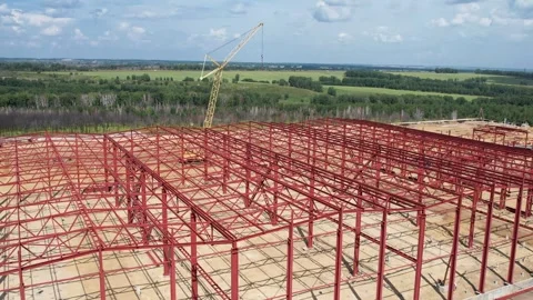 View of the construction site of a large factory Vídeos de archivo 263861998