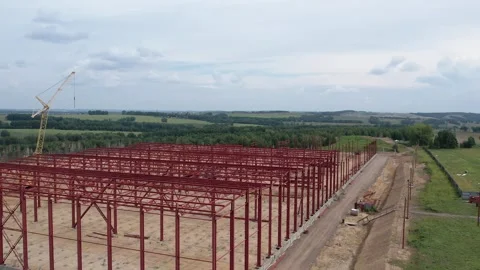 View of the construction site of a large factory Vídeos de archivo 263867173