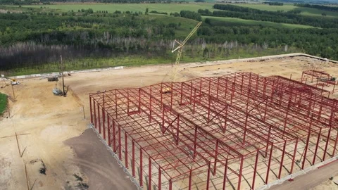 View of the construction site of a large factory Vídeos de archivo 263869631