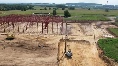 View of the construction site of a large factory  Vídeos de archivo 263875688