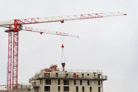 View of a construction site with multi-storey residential buildings under c.. Stock Photos