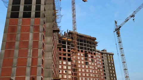 View of the construction site of the new building Stock Footage 221081539
