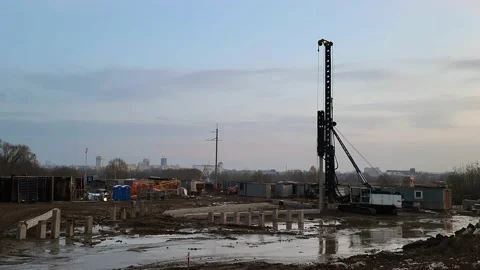 View of the construction site of the new building Stock Footage 221081678