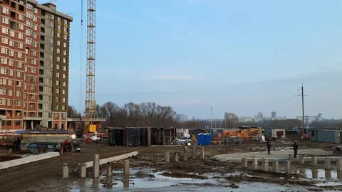 View of the construction site of the new building Stock Footage 221081909