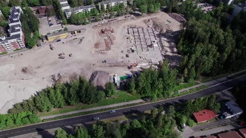 View of the construction site of the new school in Finland Stock Footage 202097489