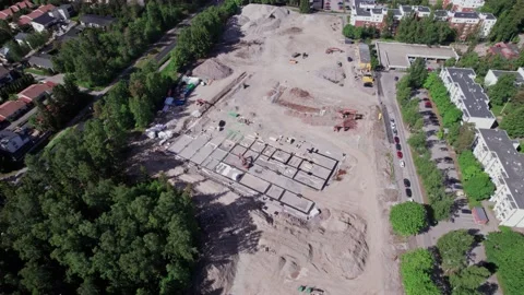 View of the construction site of the new school in Finland Stock Footage 202097706