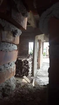 View of the construction site through the wall Stock Photos