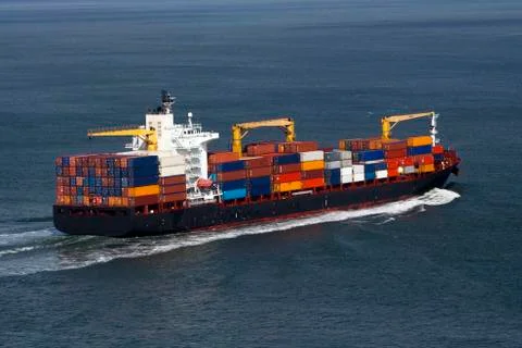 View of the container cargo ship Stock Photos
