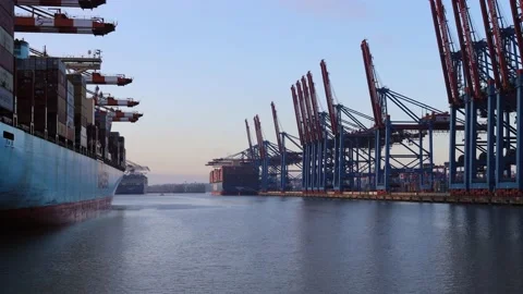 View on the container harbour of Hamburg Stock Footage 231753159
