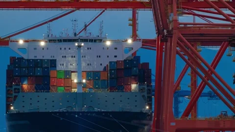 View of container ship at Adriatic Gate Container Terminal, Croatia. Vídeo Stock 339917142