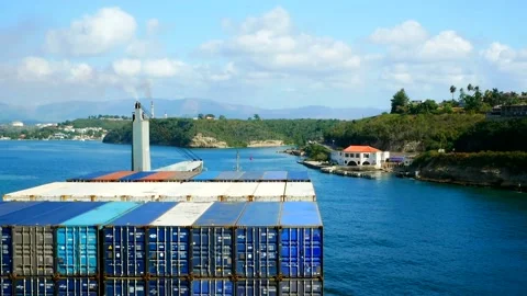 View from the container ship during entering to Santiago de Cuba bay Stock Footage 158788052