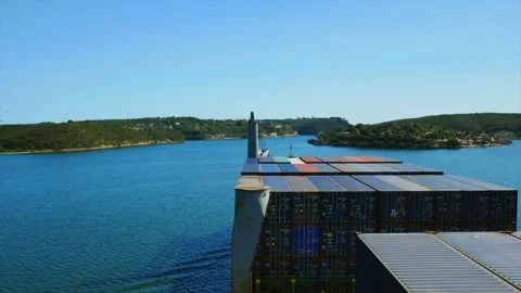 View from the container ship during leaving Santiago de Cuba bay Stock Footage 158697438