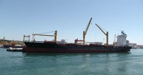 View of Container Ship Stockbeeldmateriaal 54594505