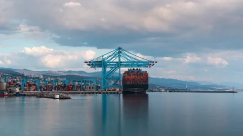 View of the container terminal at the port of Rijeka, Croatia. Video stock 339917023
