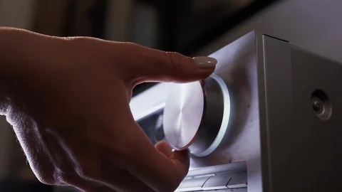 View of the control panel on music center. Tumblers, knobs and buttons. 스톡 동영상 123906206
