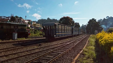 View of Coonoor train station, as part of Nilgiri mountain railway. Stock Footage 129642570
