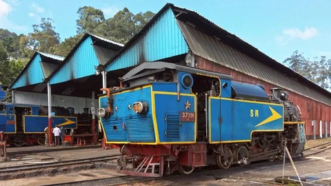 View of Coonoor train station, as part of Nilgiri mountain railway. Stock Footage 129642997