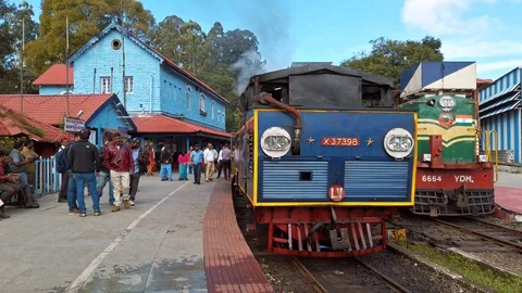 View of Coonoor train station, as part of Nilgiri mountain railway. Stock Footage 129643115