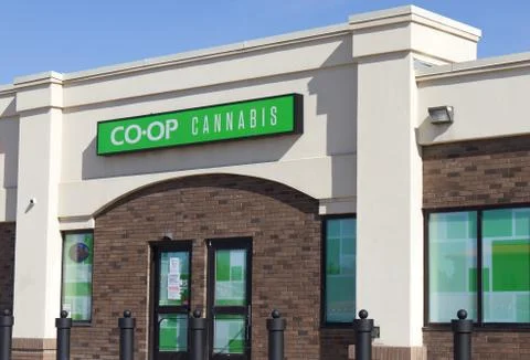 View of COOP Cannabis Store Stock Photos