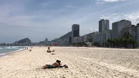 View of copacabana beach, Rio de Janeiro, Brazil Stock Footage 217961471