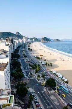 View of Copacabana beachs left side during late afternoon, taken from the roo Stock Photos