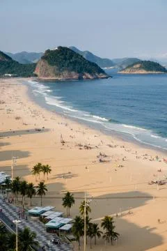 View of Copacabana beachs left side during late afternoon, taken from the roo Stock Photos