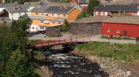 View to the copper mines town of Roros in Roros, Norway. Video stock 59562179