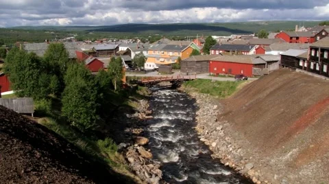 View to the copper mines town of Roros in Roros, Norway. Stock Footage 59562279