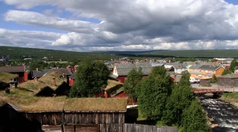 View to the copper mines town of Roros in Roros, Norway. Stock Footage 59564391