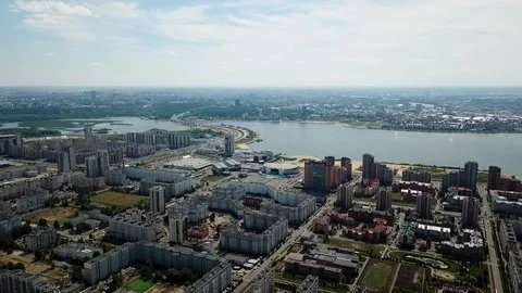 View from the copter area of the city Stock Footage 93449228