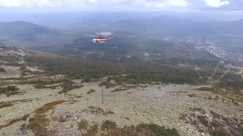 The view from the copter of a cargo helicopter 스톡 동영상 114887147