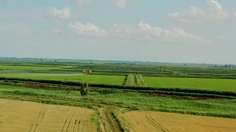 View from the copter to the plane processes the fields Video stock 197387057