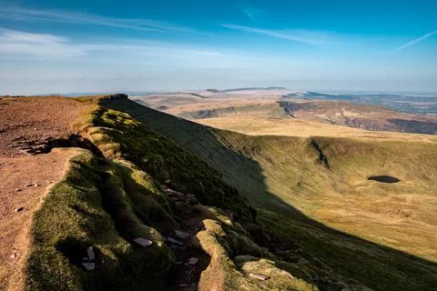 View of corn du from pen y fan during spring 2022, south wales brecon beacons Stock Photos