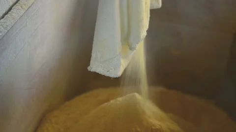 View of a Cornflour flow through the mill. Stock Footage 57441583