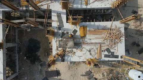 View of the cottage construction site Video stock 162170450