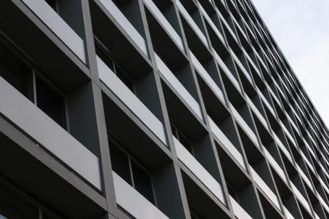 View of council flats. Exterior of complex building in the city Stock Photos