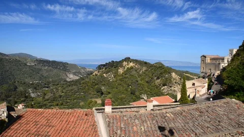 View of the country of Savoca in Sicily in the Province of Messina near Taormina Stock Footage 88257053