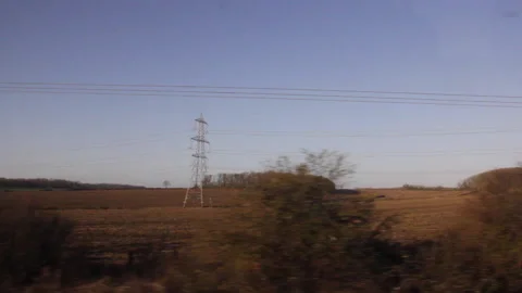 View of the countryside from a fast moving train 스톡 동영상 132482524