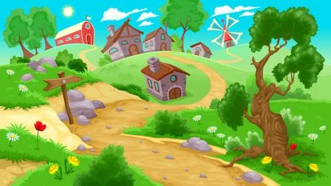 View on the countryside Stock Illustration