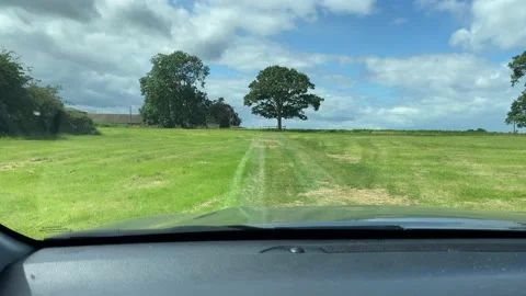 View off countryside from inside a four wheel drive vehicle Video stock 136035239