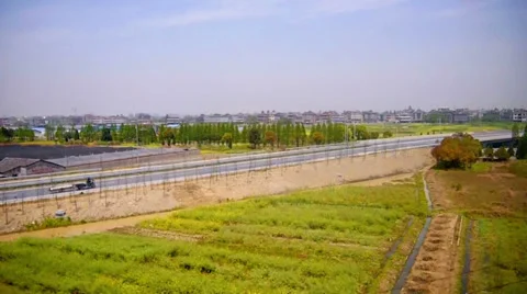 The view of countryside record on running train, China 스톡 동영상 34023538