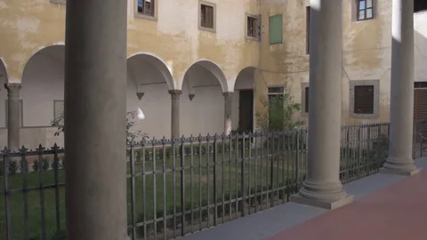 View of the courtyard of the Florence Cathedral Stock Footage 101379378