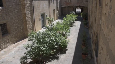 View of the courtyard of the Florence Cathedral Stock Footage 101380621