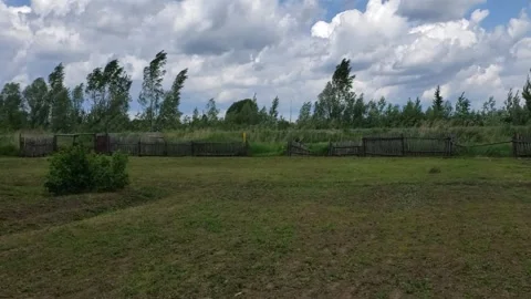 View of the courtyard with an old fence Stock Footage 310794385